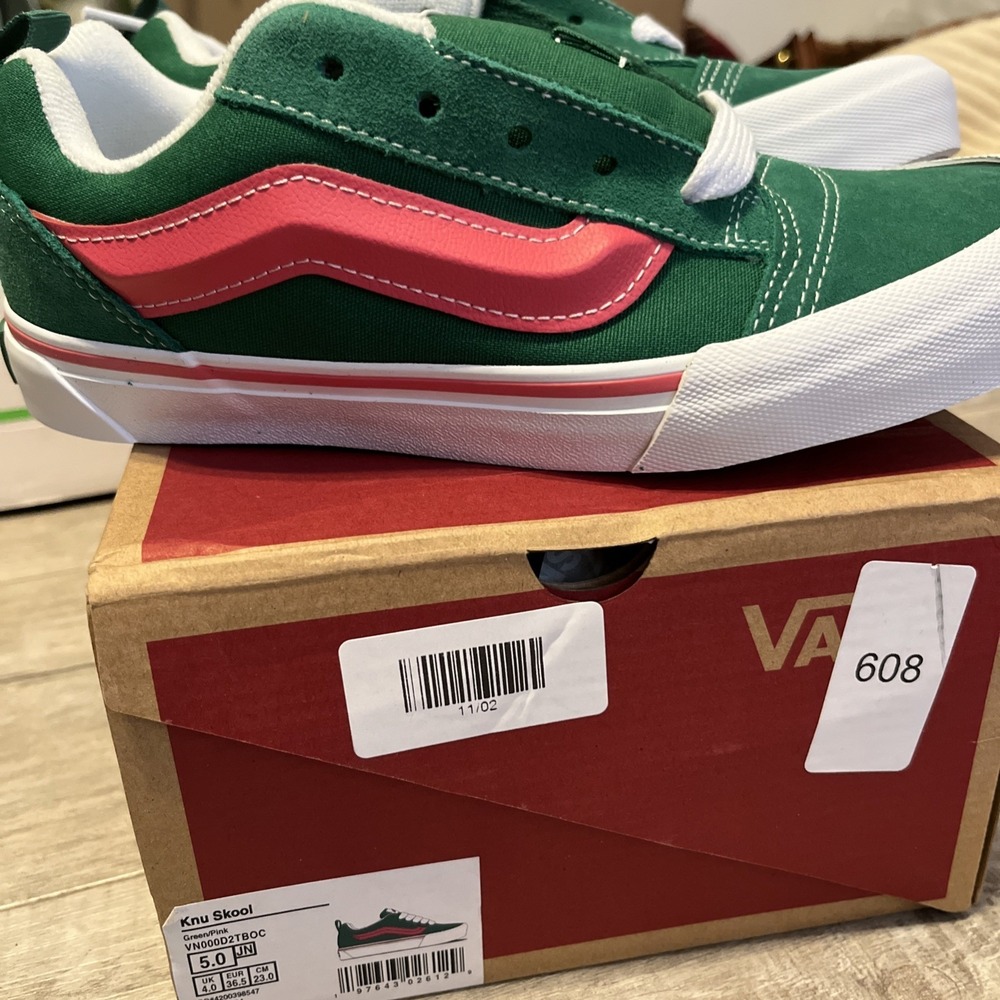 Vans Knu Skool Skate Shoes Sneakers Green Pink Watermelon Size 5 New